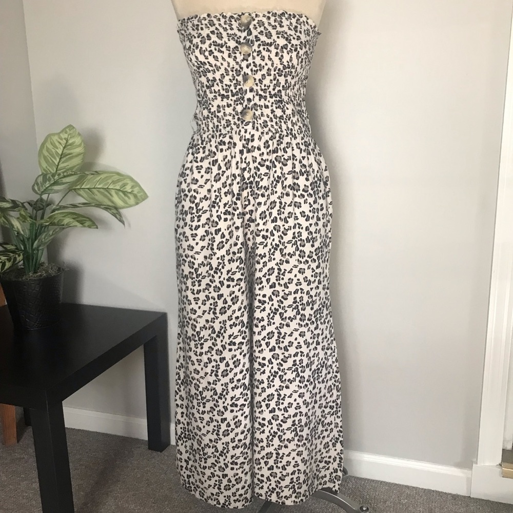 Blue Island Animal Print Strapless Jumpsuit Size Medium